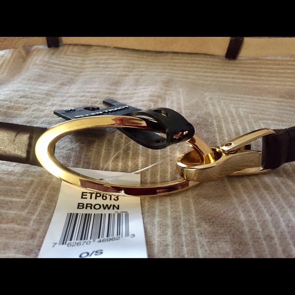 Beautiful Chocolate Brown  & Gold Ellen Tracy Belt